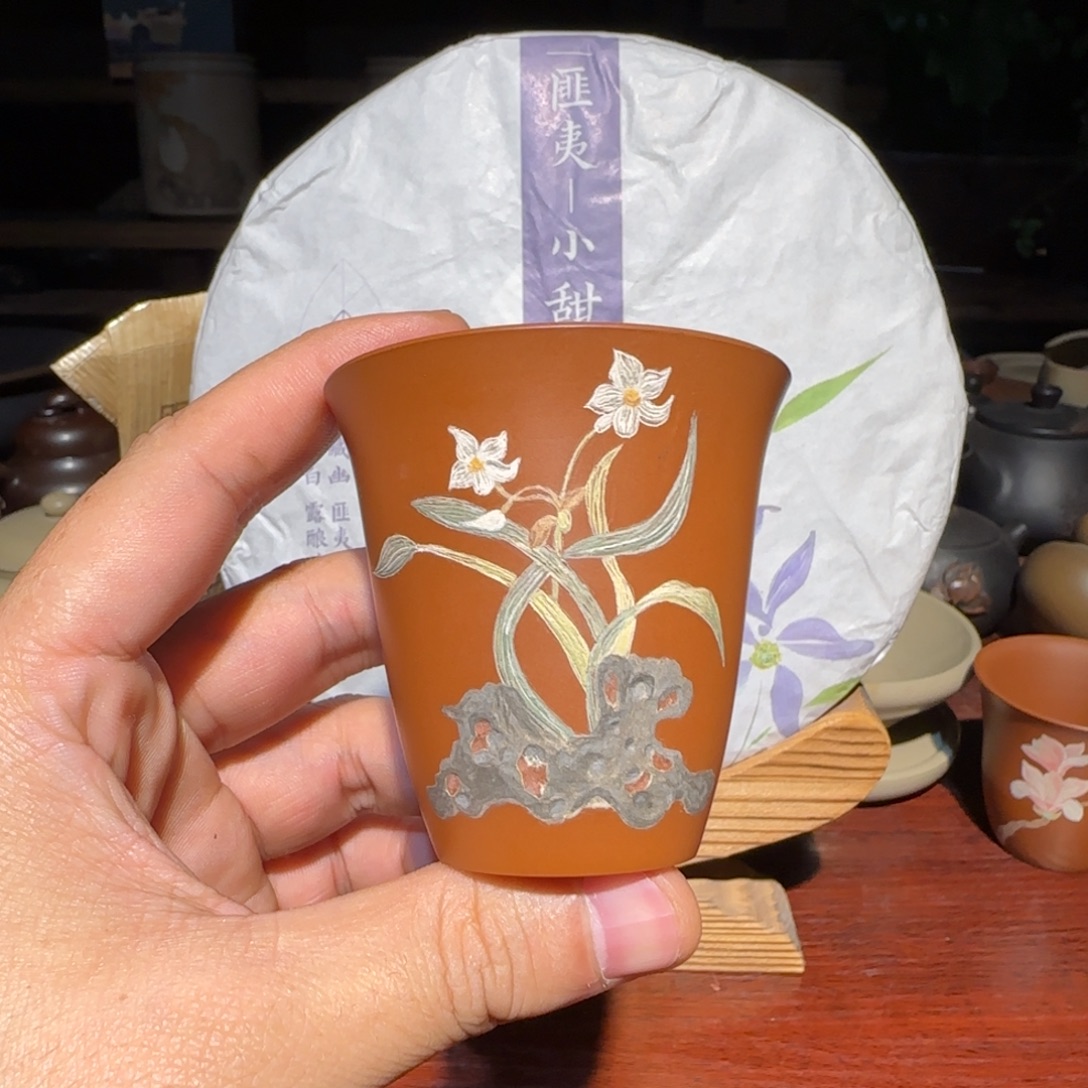 陶瓷建水紫陶红泥杯