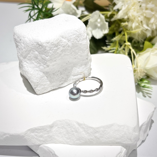 CZ苏杭精选天然海水akoya真多麻色戒指设计款单珠简单时尚百搭