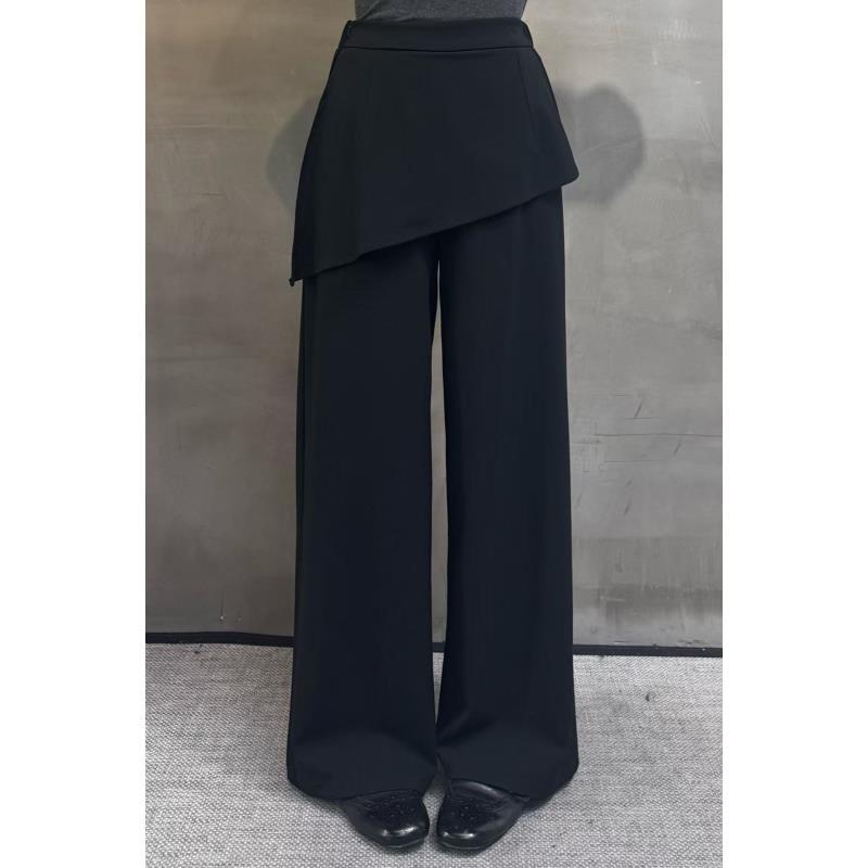 101#早秋高腰拼接屁帘休闲裤设计感小众时尚慵懒阔腿长裤