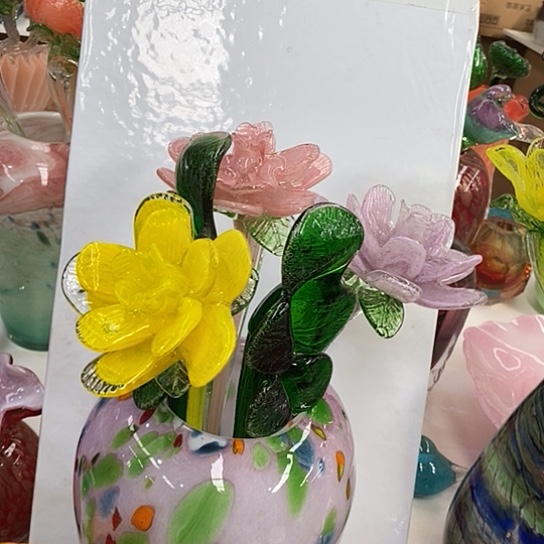 琉璃夜光牡丹花高45厘米