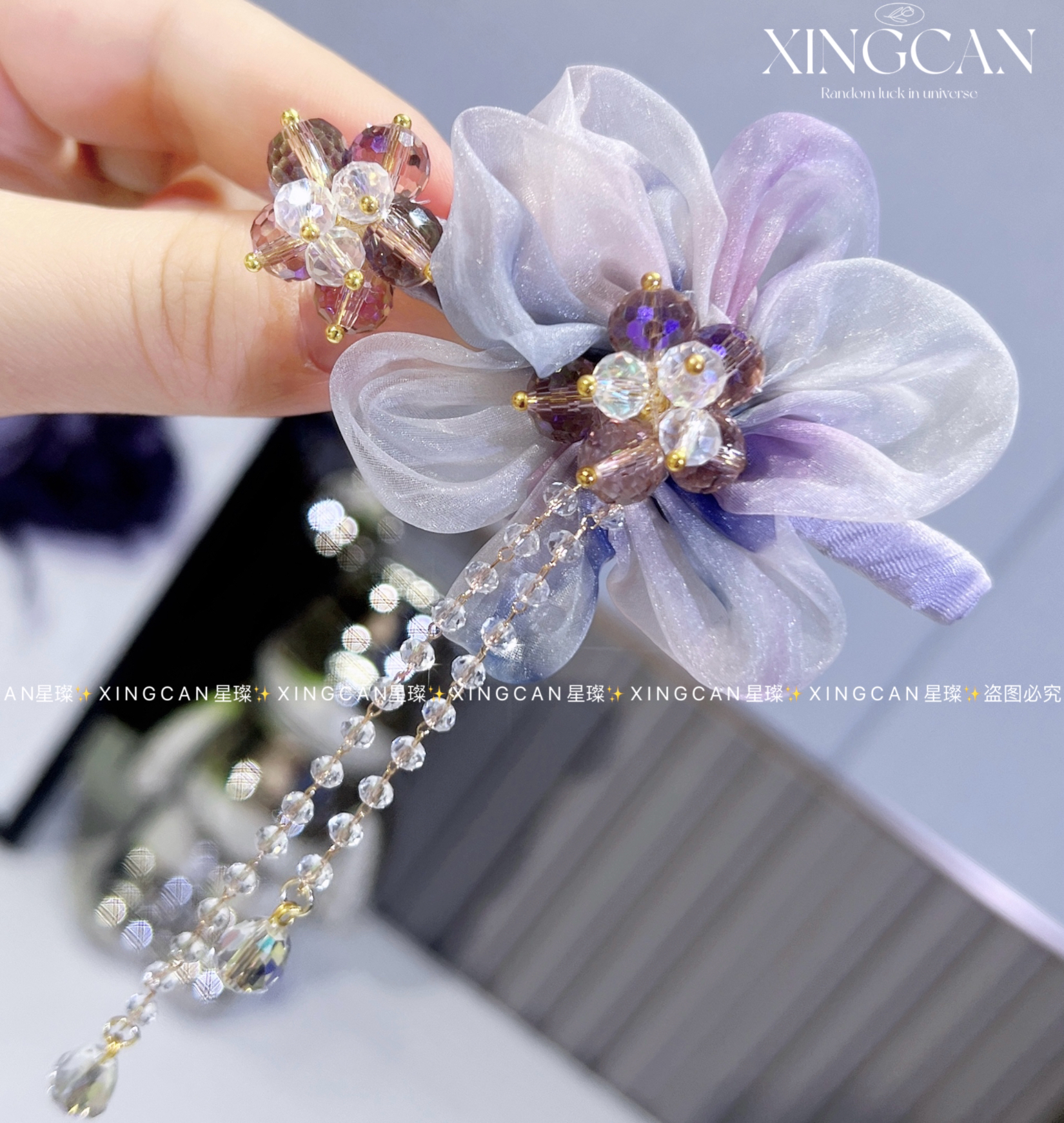 千金风学院风紫色顶夹星球公主风发夹抓夹可爱风边夹