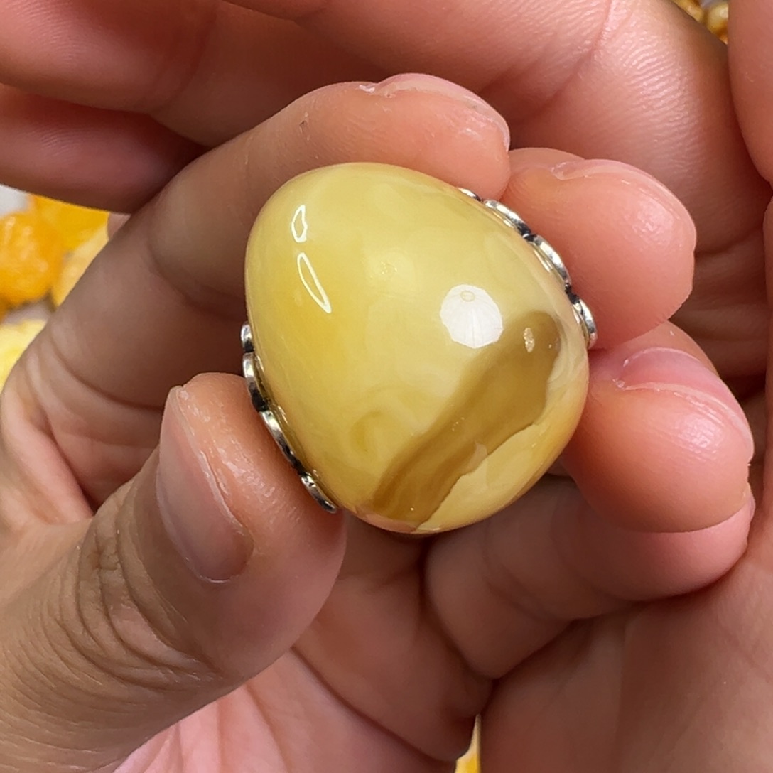 银S925镶嵌蜜蜡裸石蜜蜡