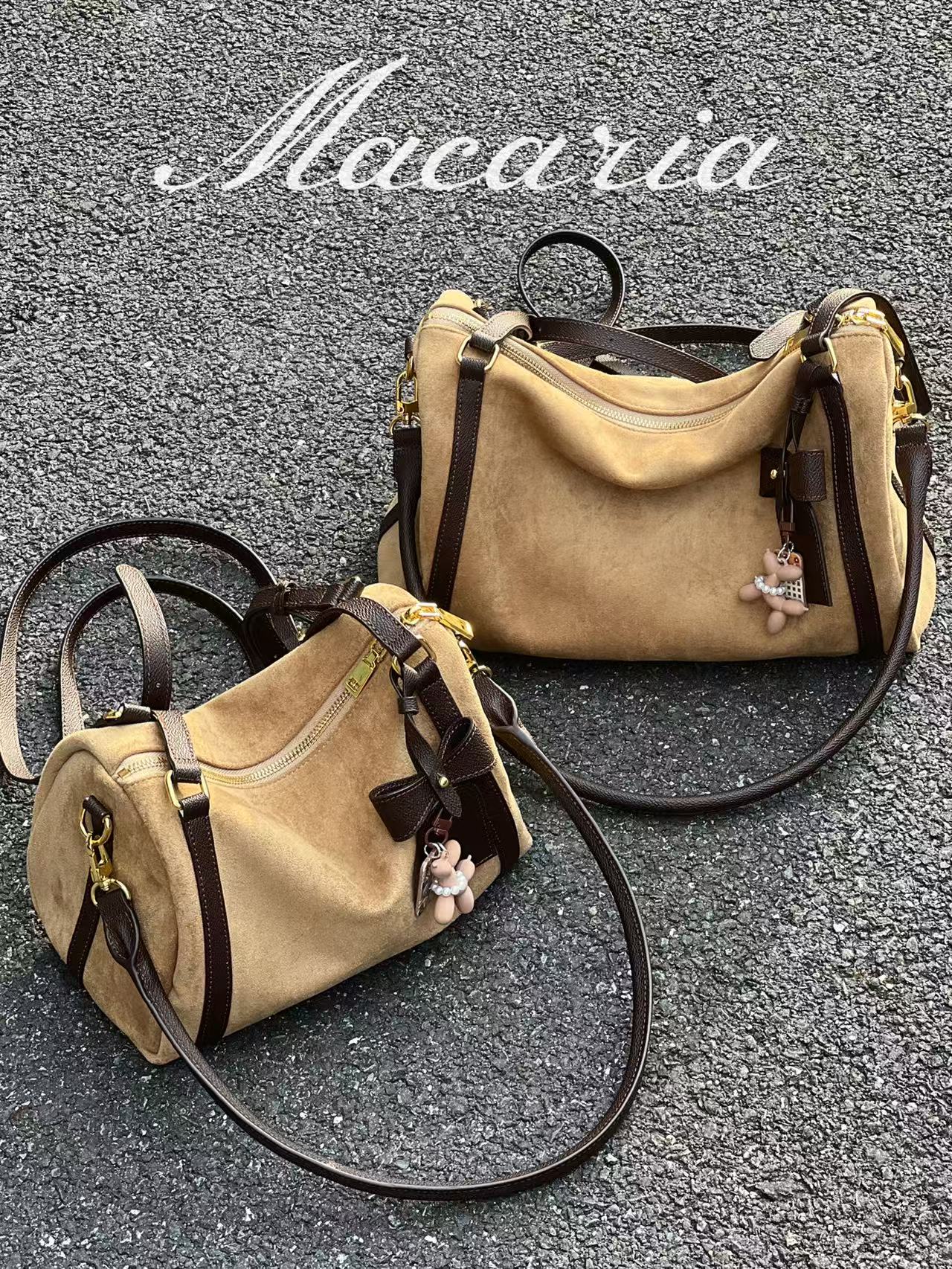 Macaria 麂皮绒面复古枕头包时尚手提单肩包