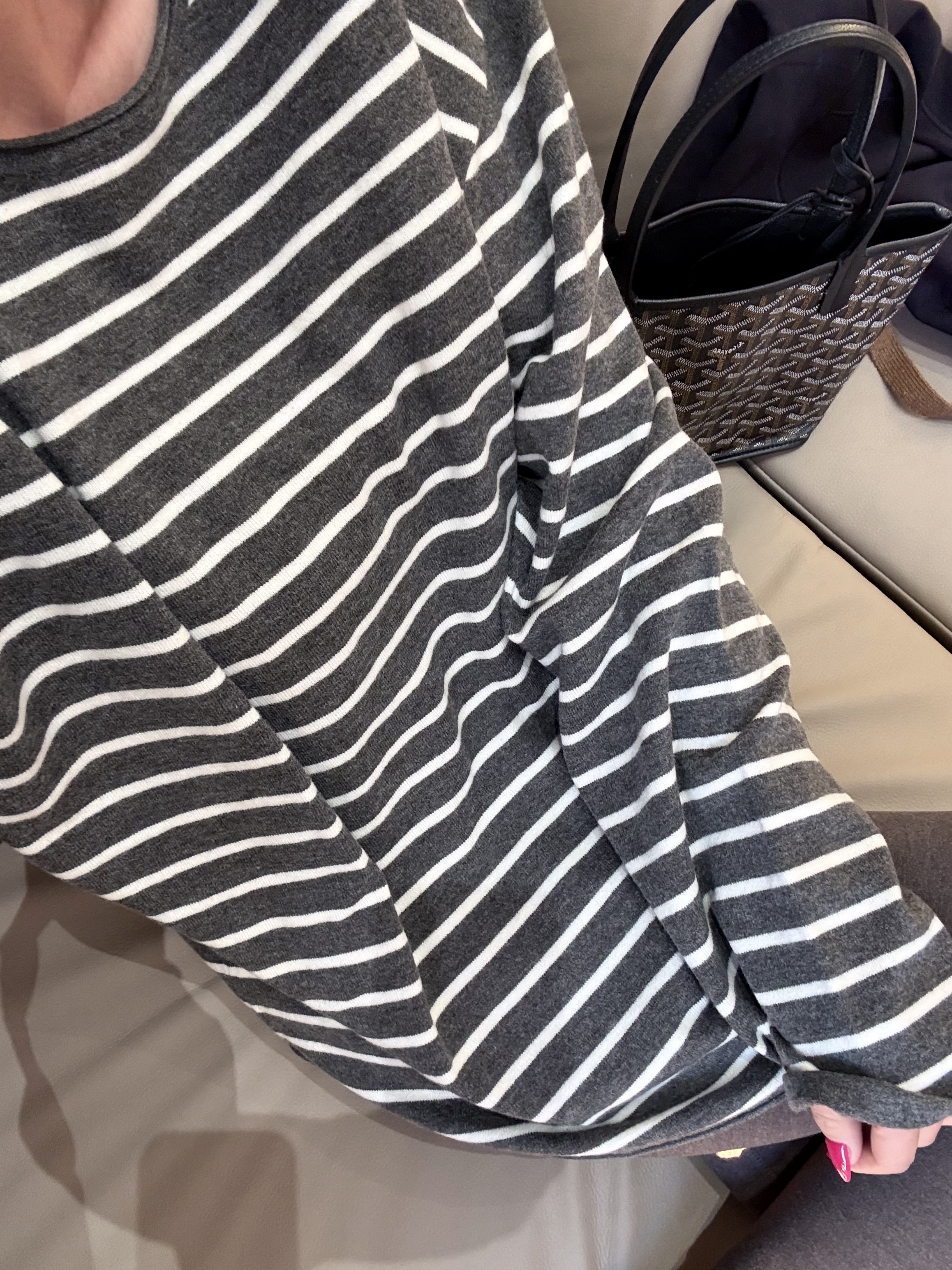 Vicky高品质超舒服桑蚕丝条纹打底针织衫