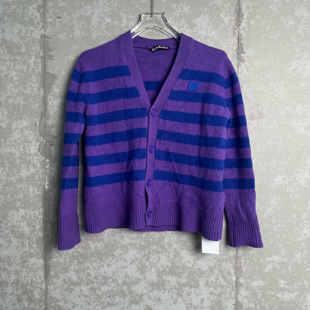 未使用 WE11 DONE XXS*1/Acne studios/紫色条纹V领毛衣/17868/JP