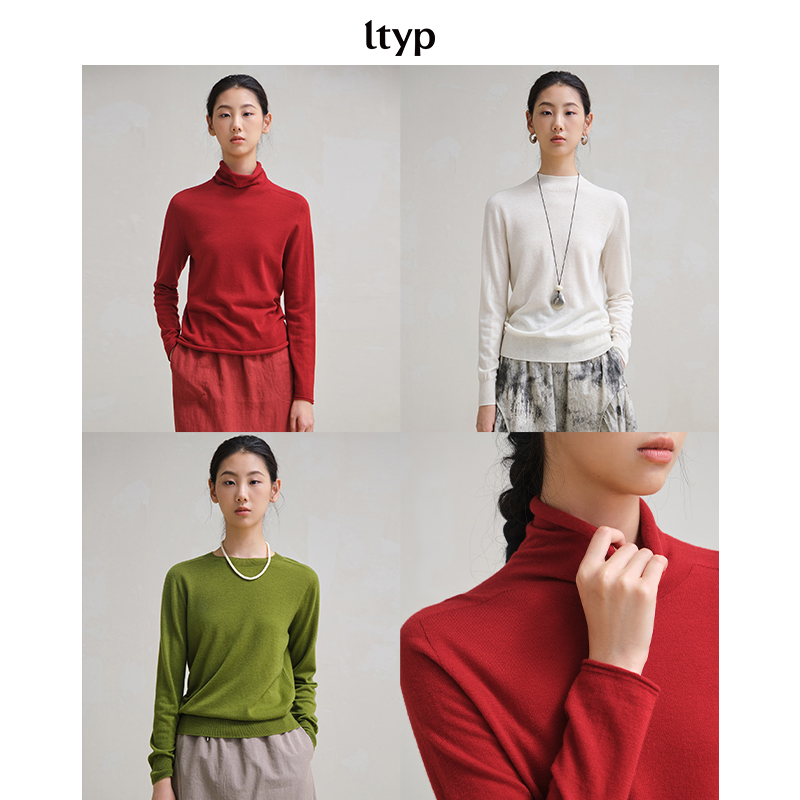 ltyp 8.2 日本进口岛精无缝一体羊毛多色针织衫女春O155253231