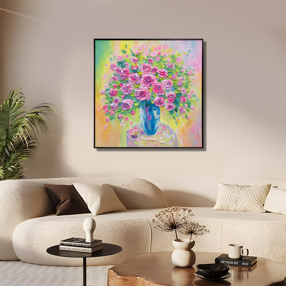 现代轻奢餐厅装饰画饭厅背景墙挂画高级花卉客厅墙面壁画花瓶8080