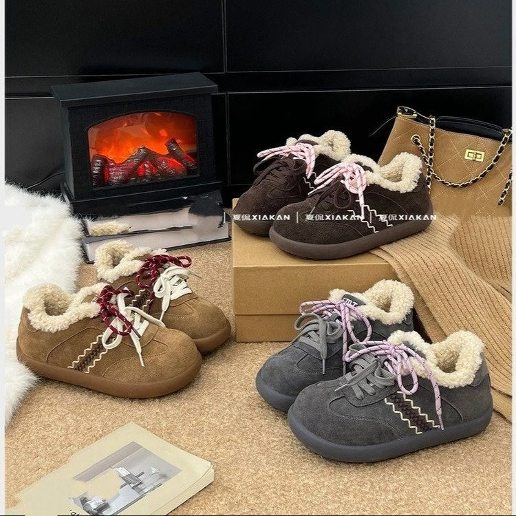 爆款加绒德训鞋女鞋女款2025秋冬季新款百搭休闲小白板鞋秋款鞋子