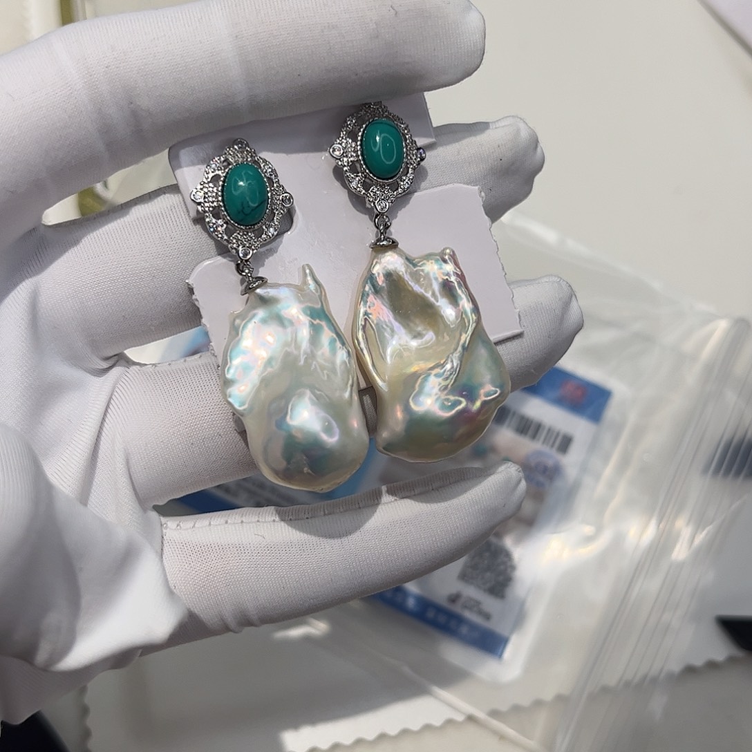 合金淡水珍珠耳饰