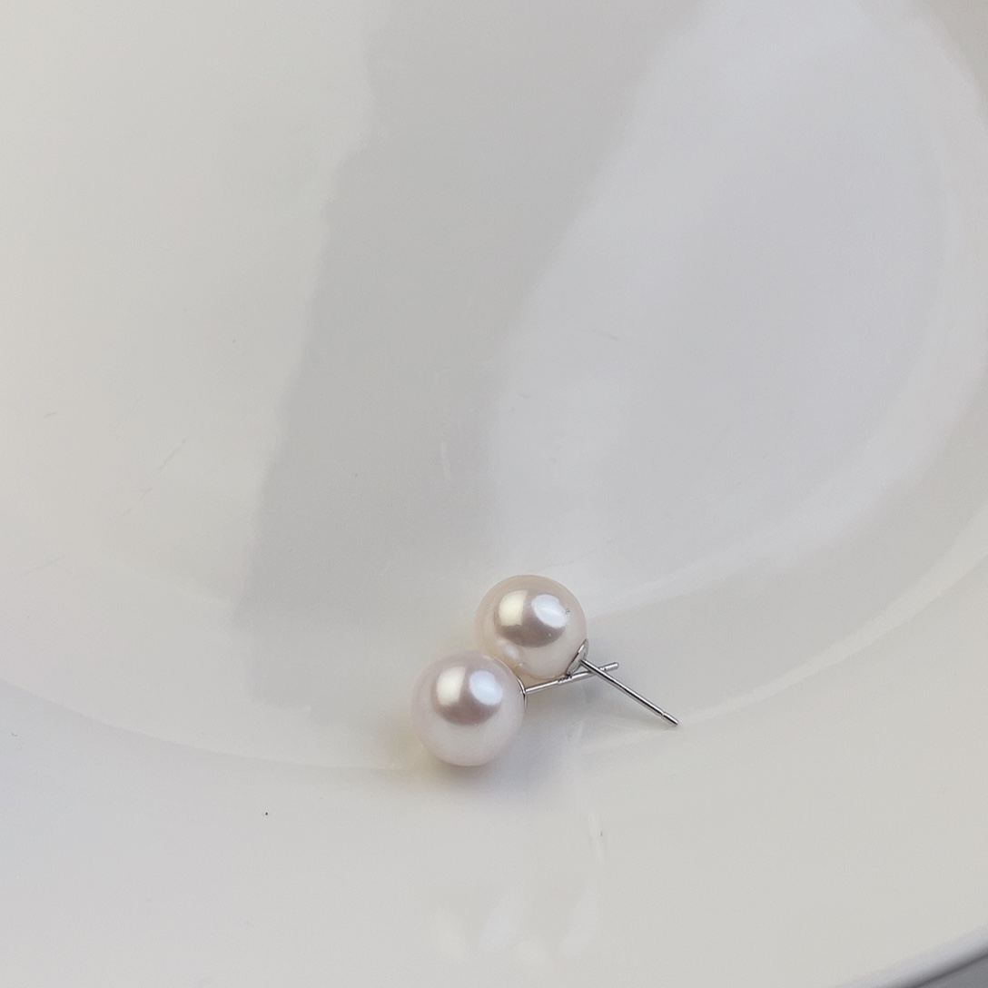 银S925镶嵌淡水珍珠耳饰