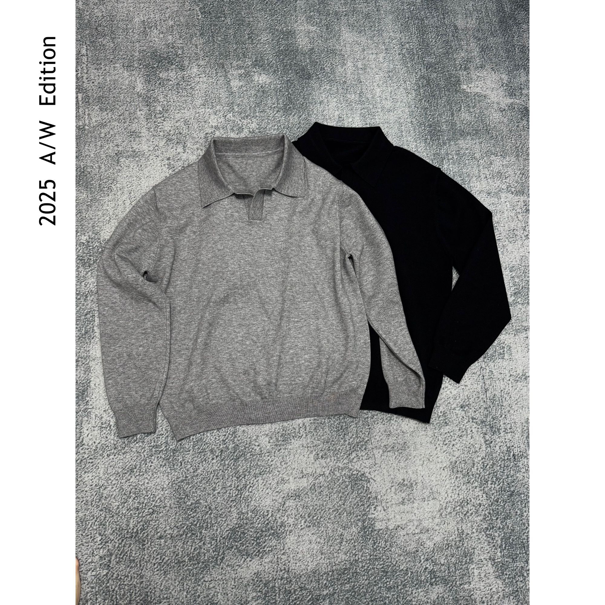 ARUI 2025A/W 老钱风海鸥领男士秋冬半开衫羊毛针织套头毛衣