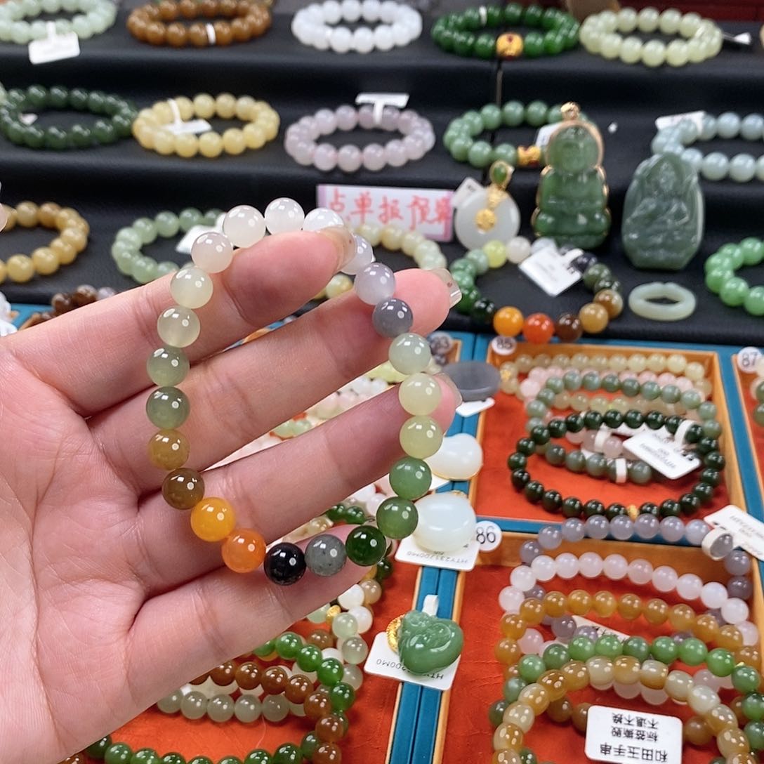 和田玉手链 8MM未镶嵌多宝