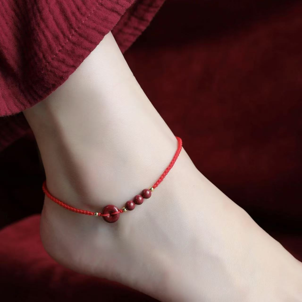  25新款编织三生三世平安扣女款气质脚链带证+礼盒