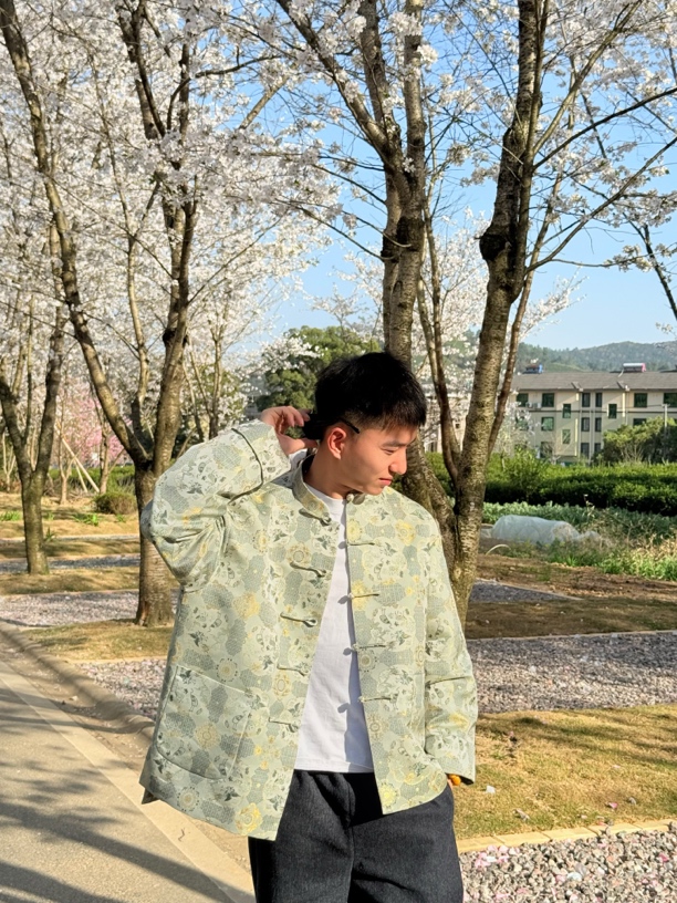 栖山筑食中式唐装鹤鹿同春