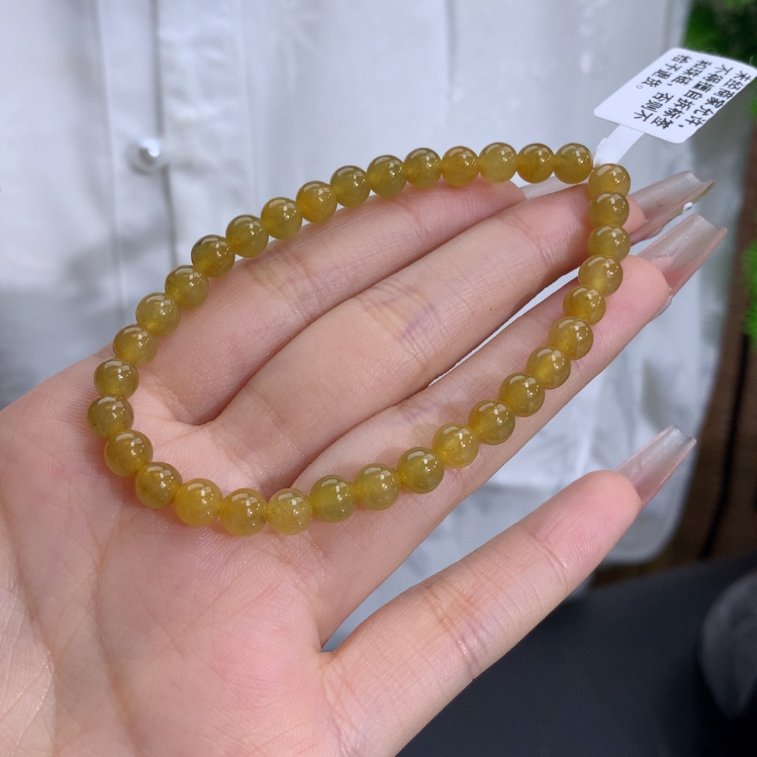 翡翠手链未镶嵌卡5.8冰润胶黄翡