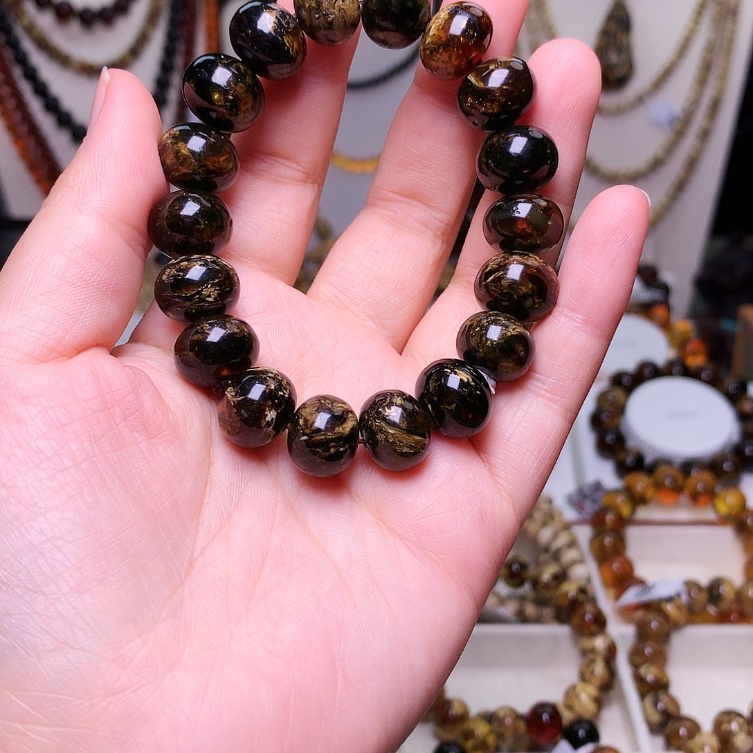 琥珀未镶嵌裸石13/黑花单圈/561