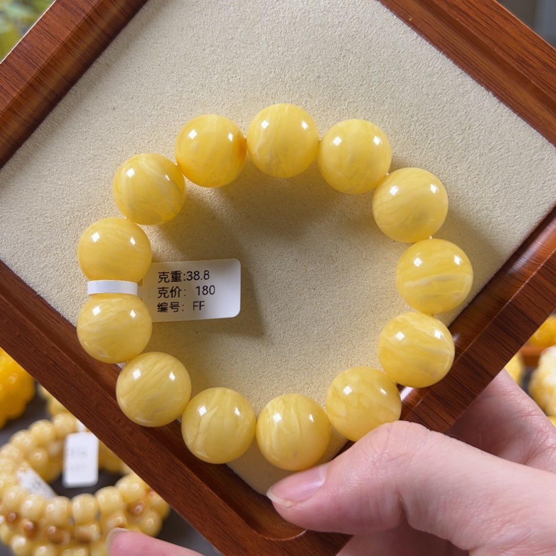 裸石蜜蜡未镶嵌17.4mm焦皮虎皮纹圆珠ff