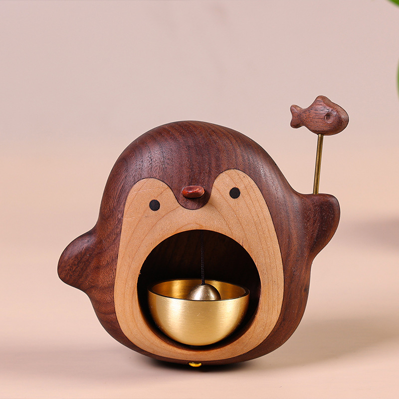 企鹅门铃/ 吸门式风铃铜铃卡通进门提醒铃铛家用门铃挂件乔迁礼物