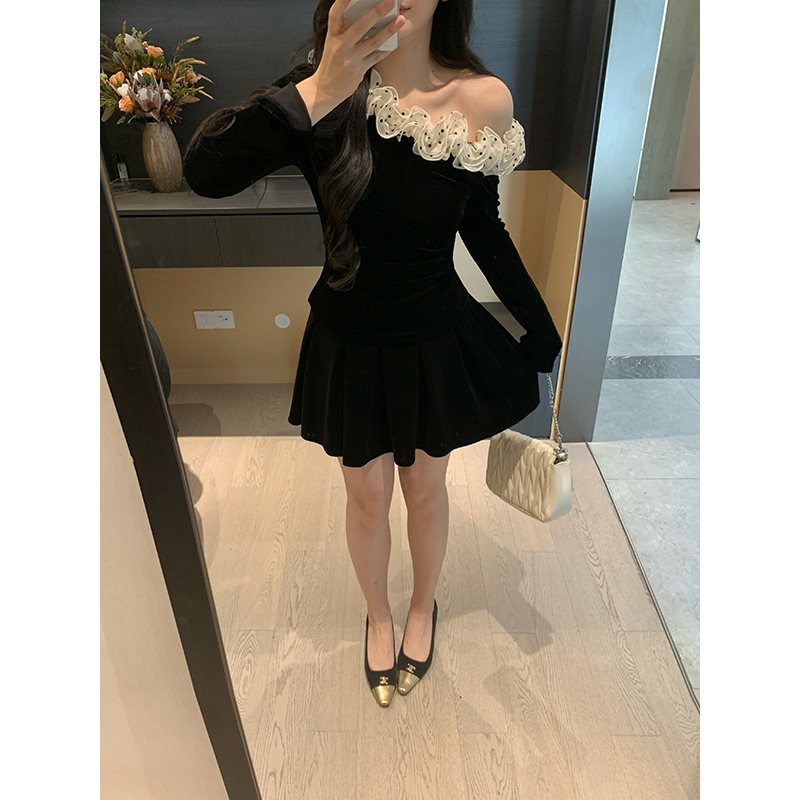 XINYI【百搭王】冬季加厚丝绒百褶半身裙女显瘦松紧腰X625G20925