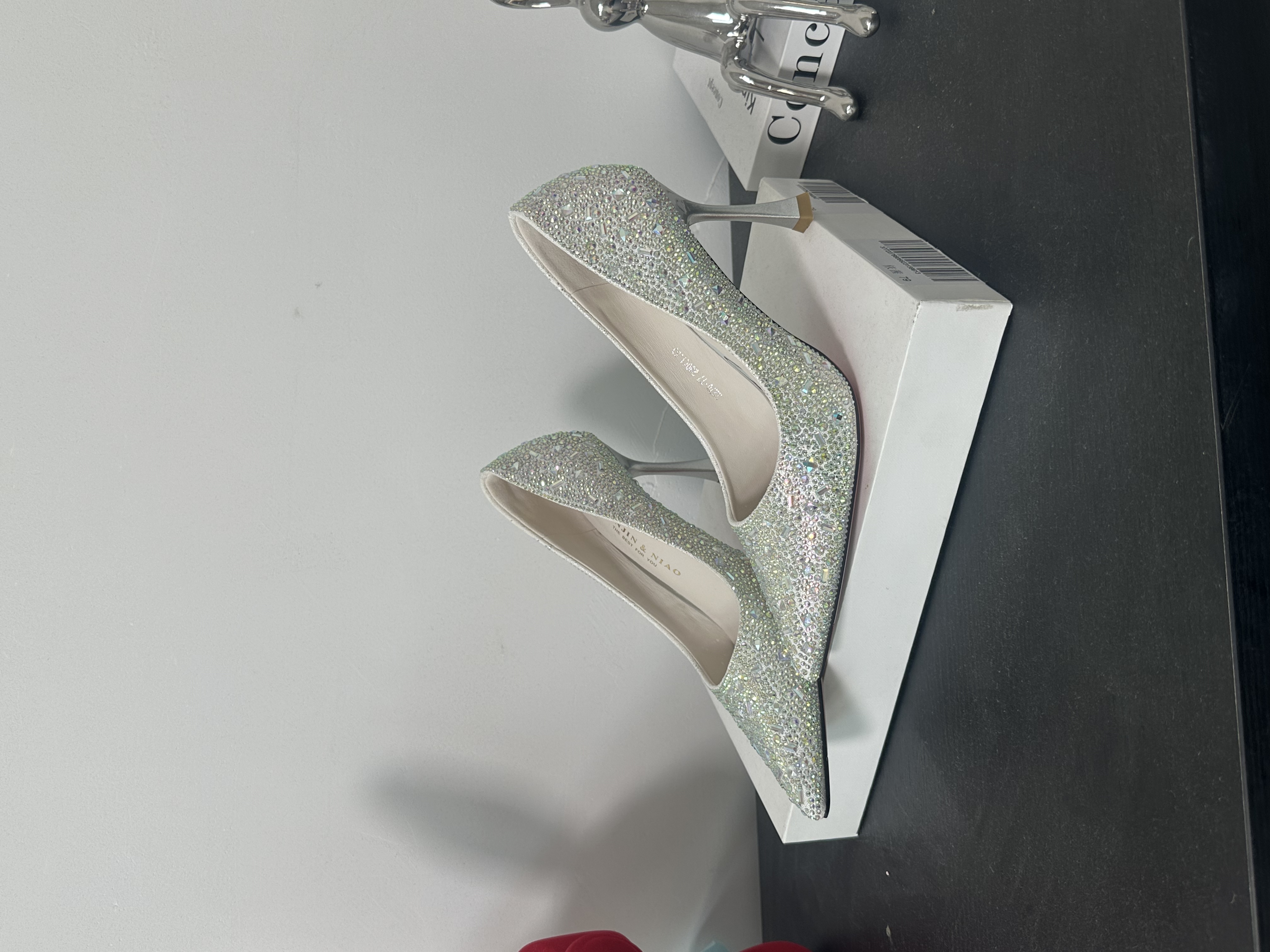 （8厘米）2270-77银色细跟高跟鞋