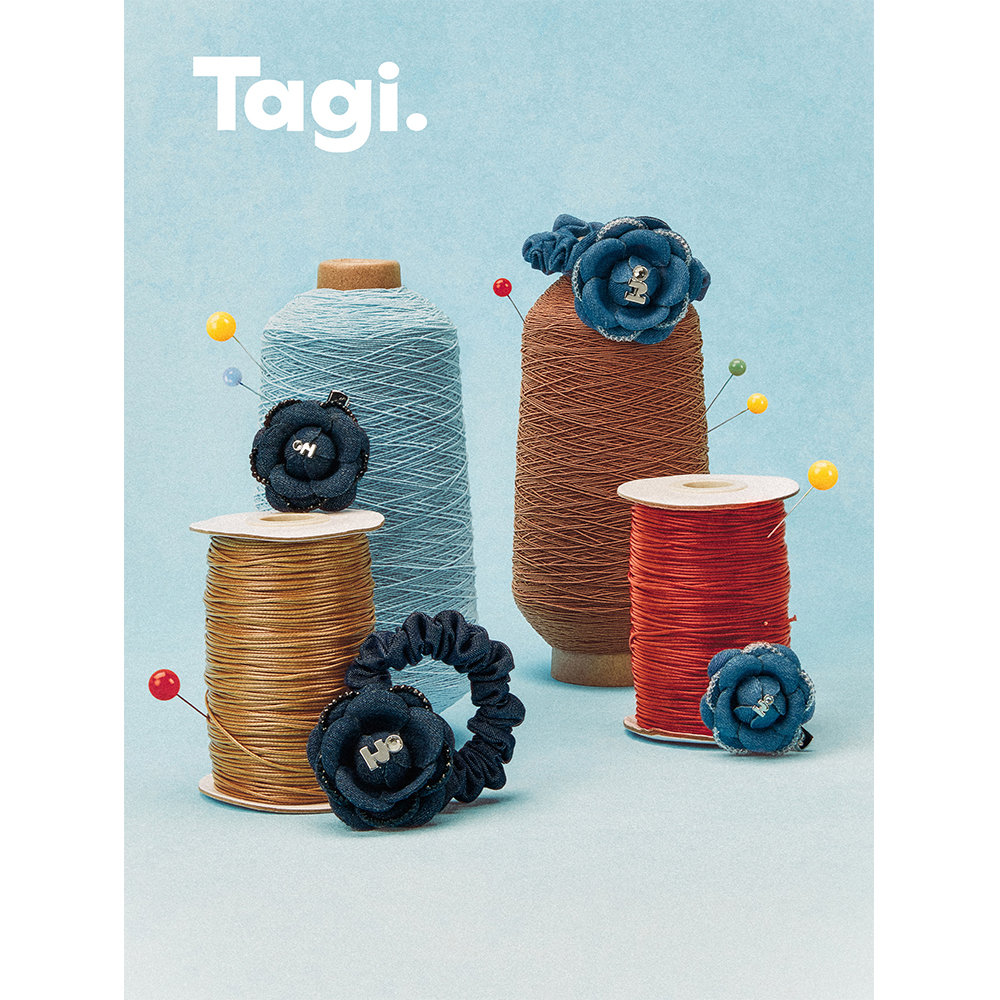 Tagi.想象字母牛仔花朵发夹发圈可爱百搭少女皮筋甜美发饰