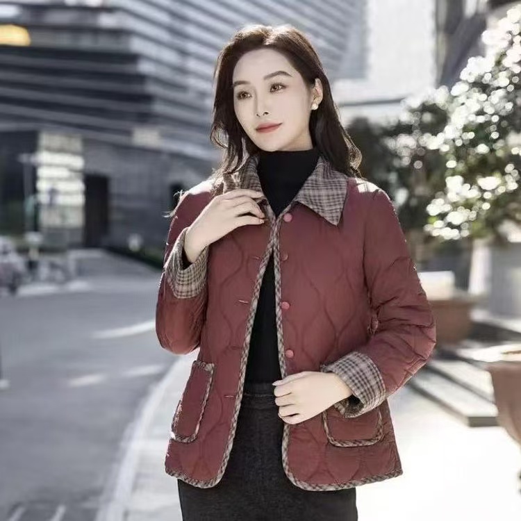 厚款棉衣POLO领秋冬网红短款棉服气质女常规款休闲