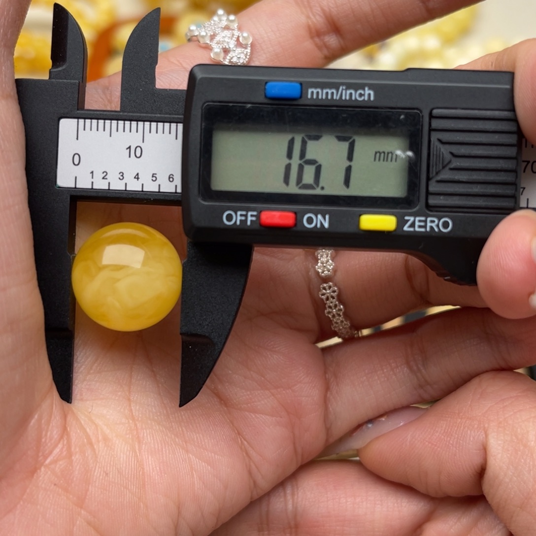 琥珀未镶嵌裸石蜜蜡圆珠静