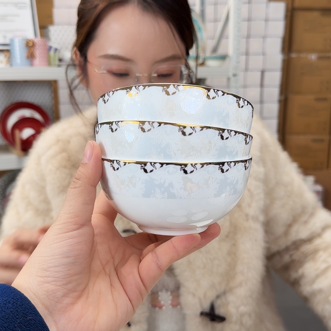 骨瓷高骨4.5英寸12cm饭碗10只外贸骨瓷