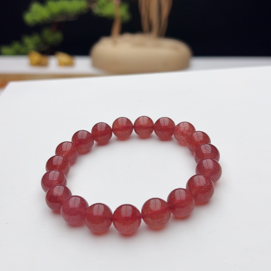 石英质玉未镶嵌手链草莓晶10mm+