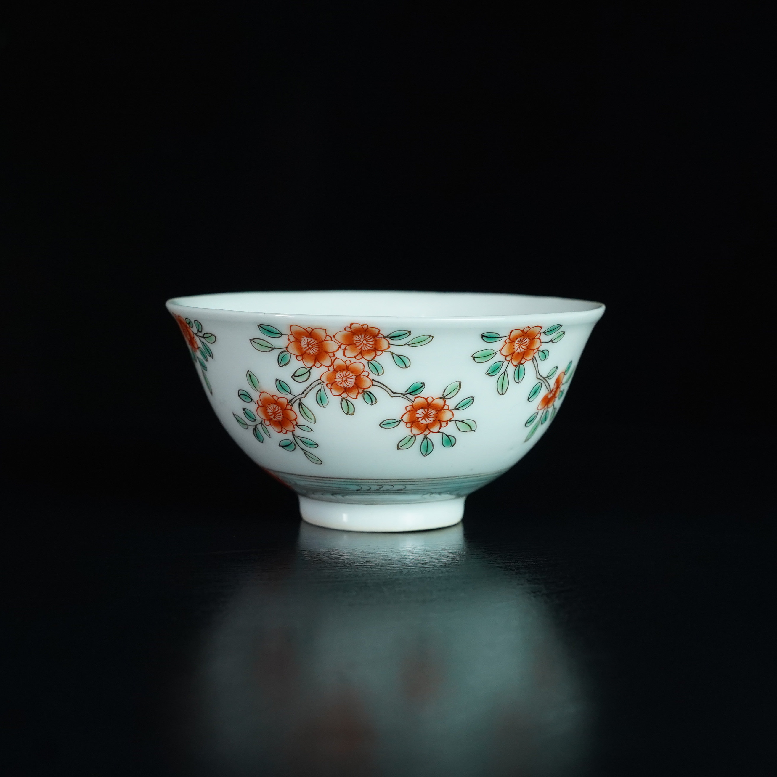 LXZ241212001【十竹斋】清光绪落花流水粉彩茶园