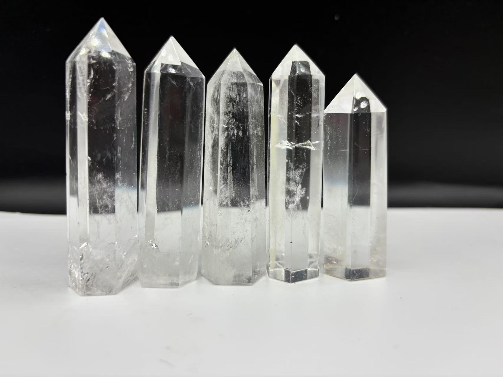 天然白水晶柱五颗消磁柱高6mm-7mm随机发货
