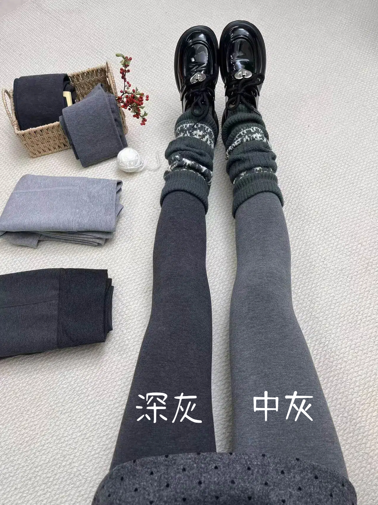 格雷系灰色打底裤加绒加厚外穿秋冬款平纹连裤袜百搭显瘦同款保暖