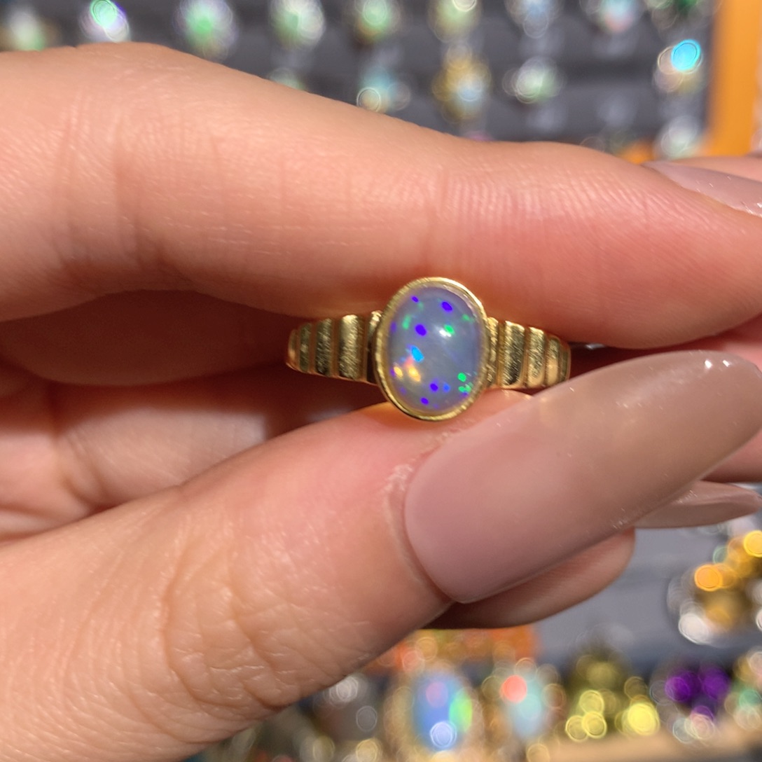 欧泊银S925镶嵌欧泊戒指f