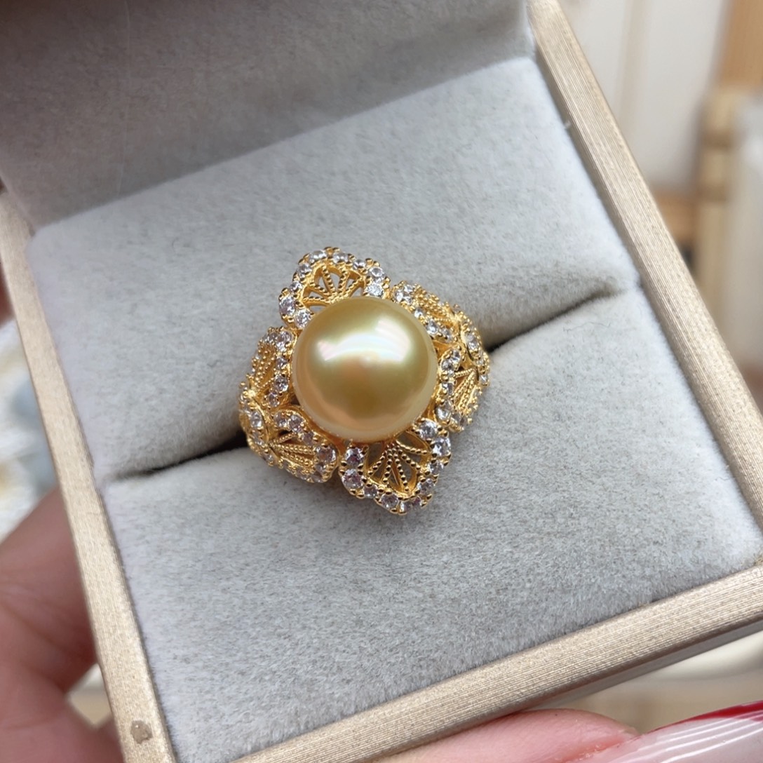 海水珍珠戒指银S925镶嵌D87