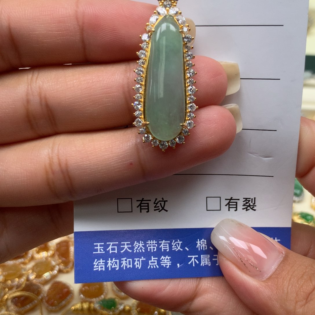 颈饰银S925镶嵌翡翠