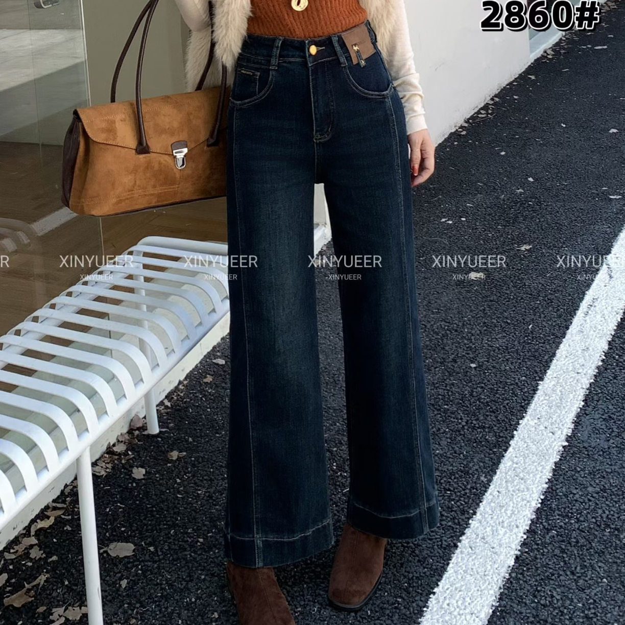 2025新款2860窄版阔腿牛仔裤裤子阔腿裤高腰女显瘦韩版小个子百搭