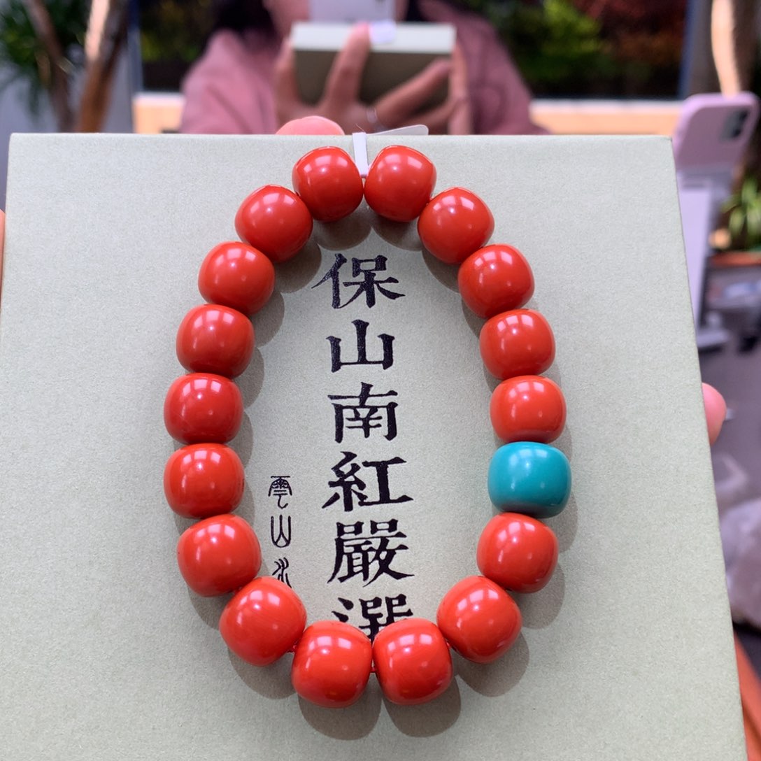 南红玛瑙南红12mm老型柿子红手串未镶嵌名**顺