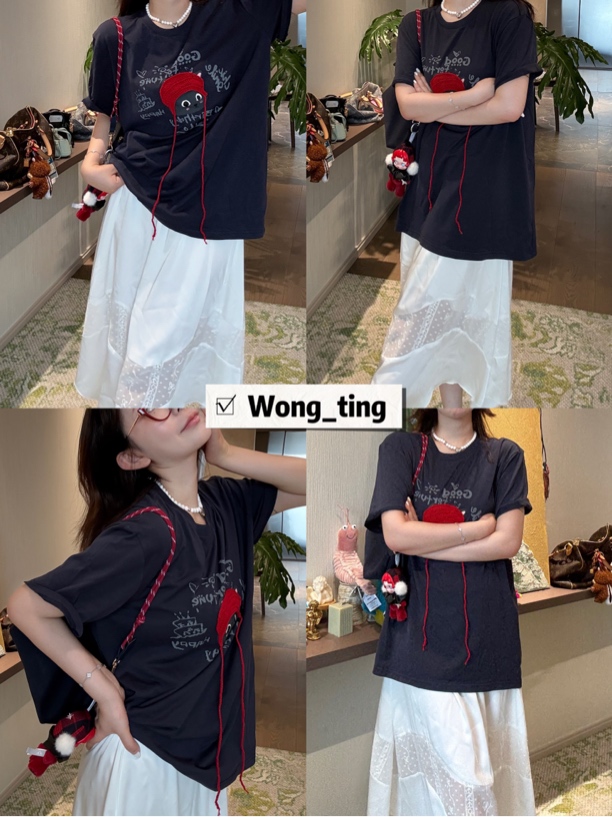 【W_ting】2025夏款小众设计师小红帽休闲短袖T恤50071