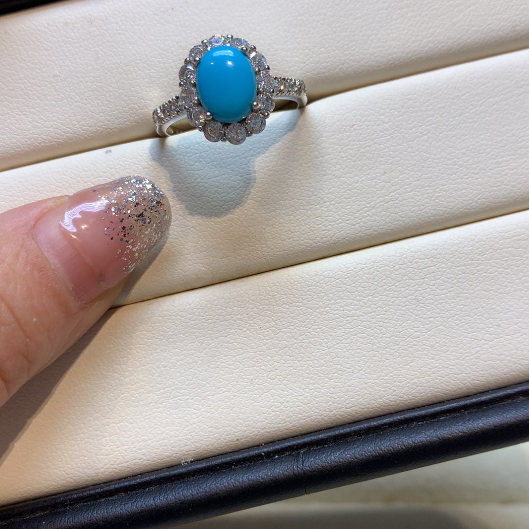 绿松石银S925镶嵌戒指