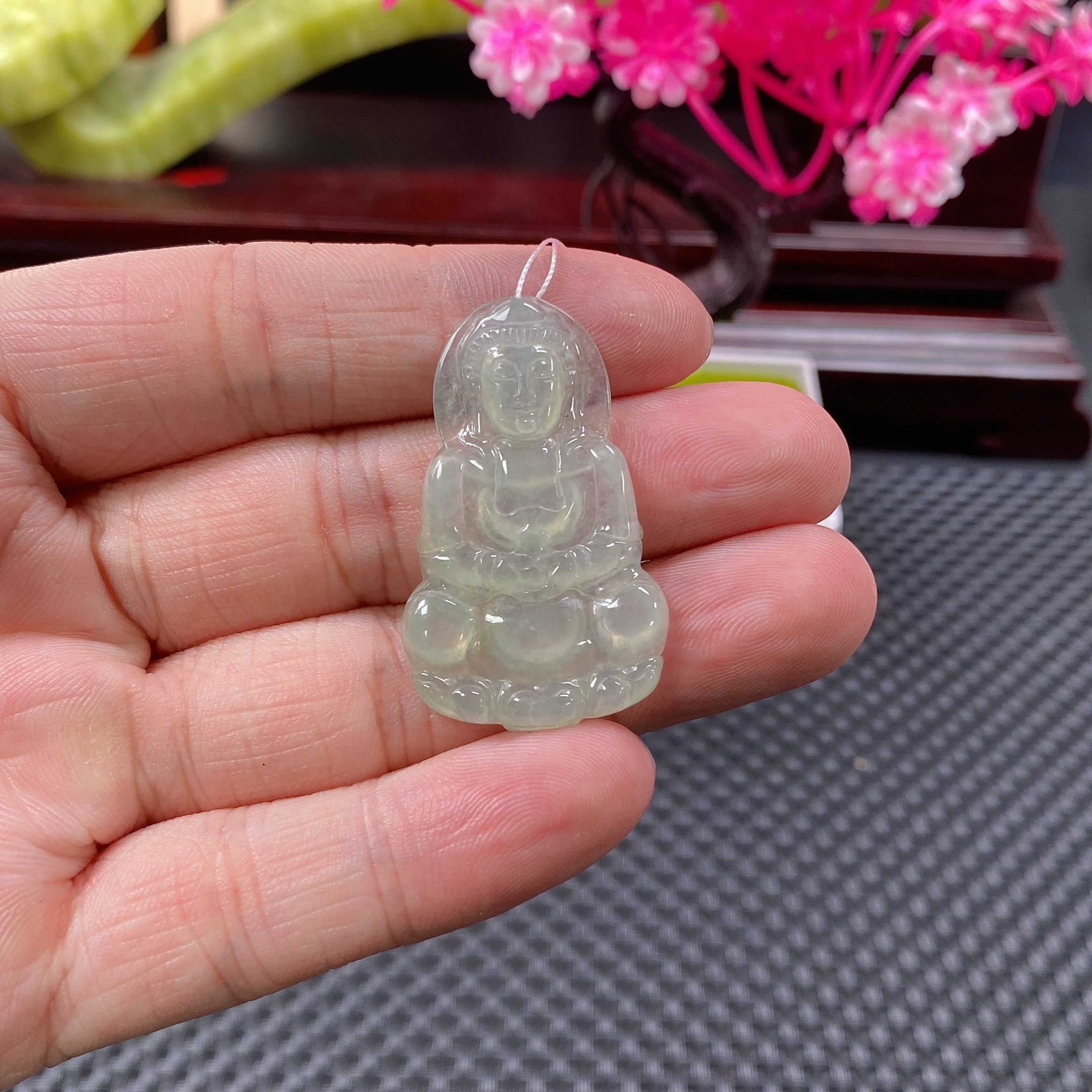 873天然翡翠A货观音吊坠高冰冰清玉洁观音守护大气百搭时尚精致