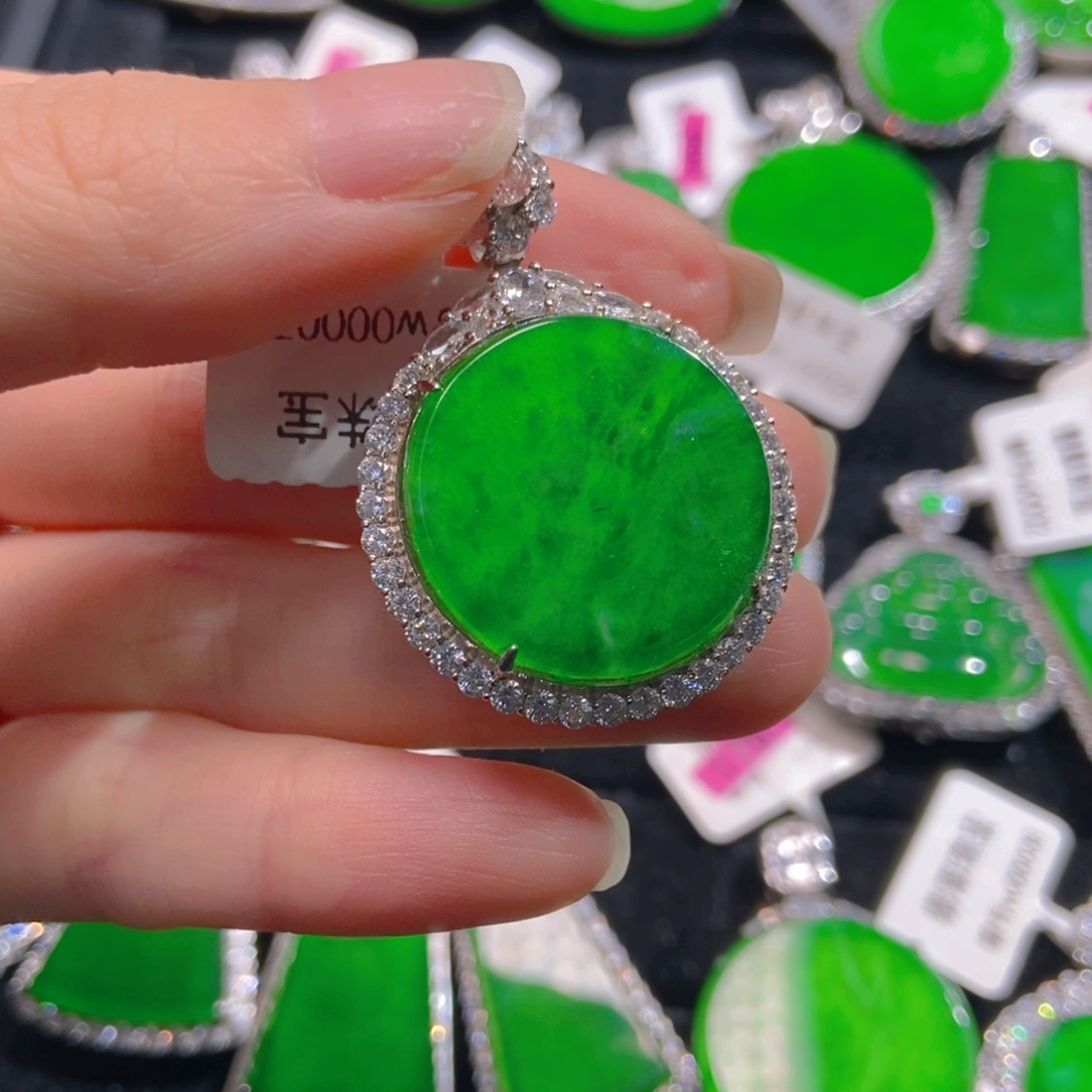 翡翠吊坠(不含链)银S925镶嵌