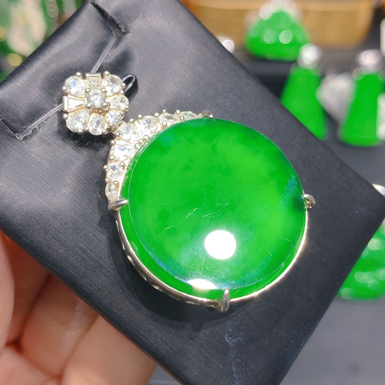 【闪购商品】颈饰银S925镶嵌翡翠3柒姐