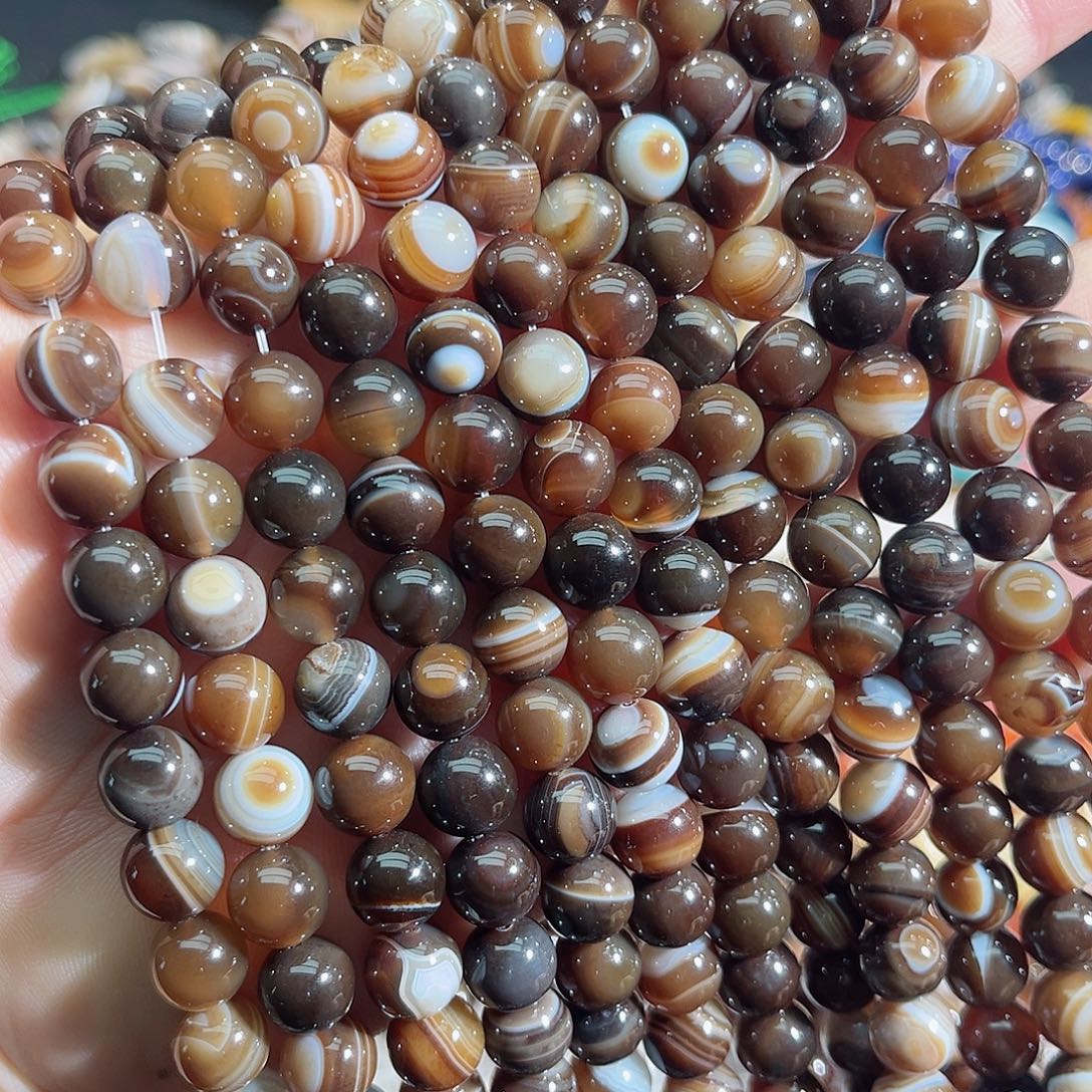 玛瑙/玉髓未镶嵌珠宝半成品美拉德蚕丝一条10mm