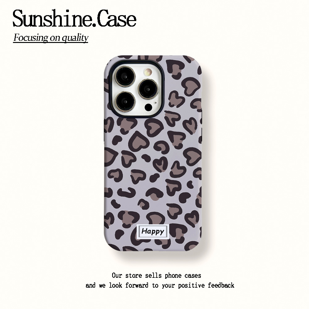 菲林二合一适用苹果华为vivo小米oppo手机壳爱心豹纹15PRO/14