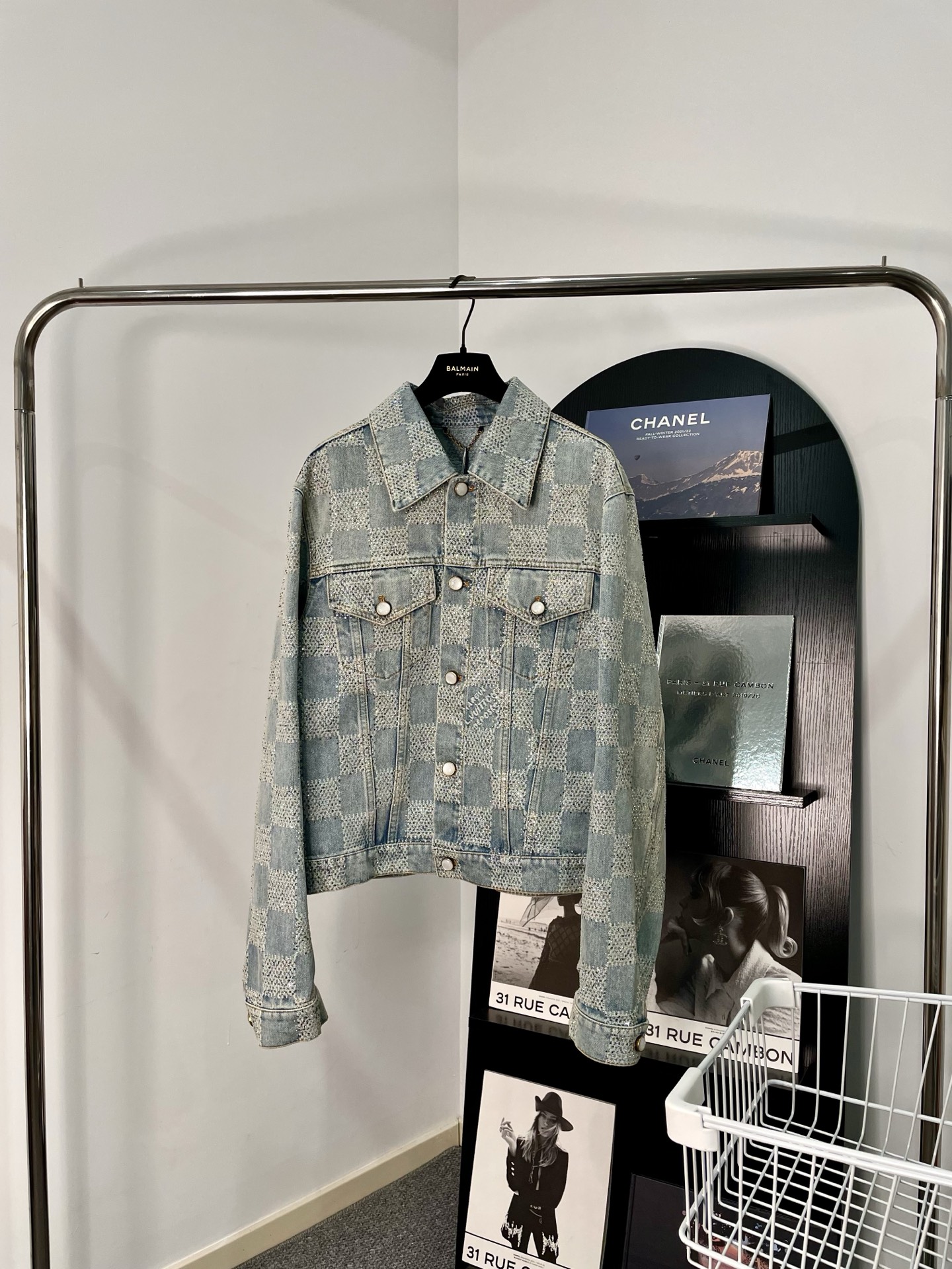 未使用 LouisVuitton/路易威登    Z224 满钻棋盘单排扣牛仔外套