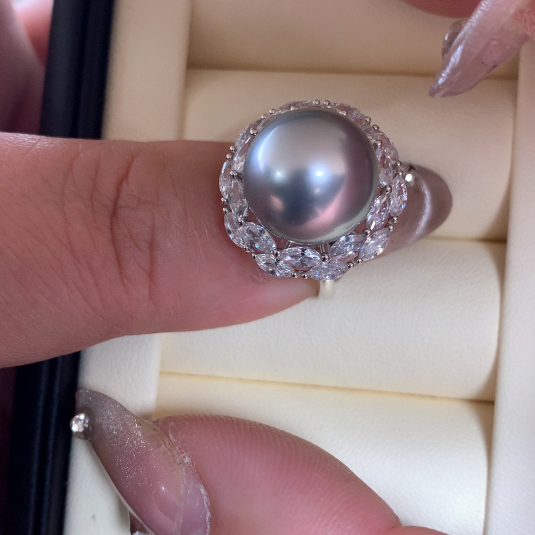 海水珍珠戒指18K金镶嵌