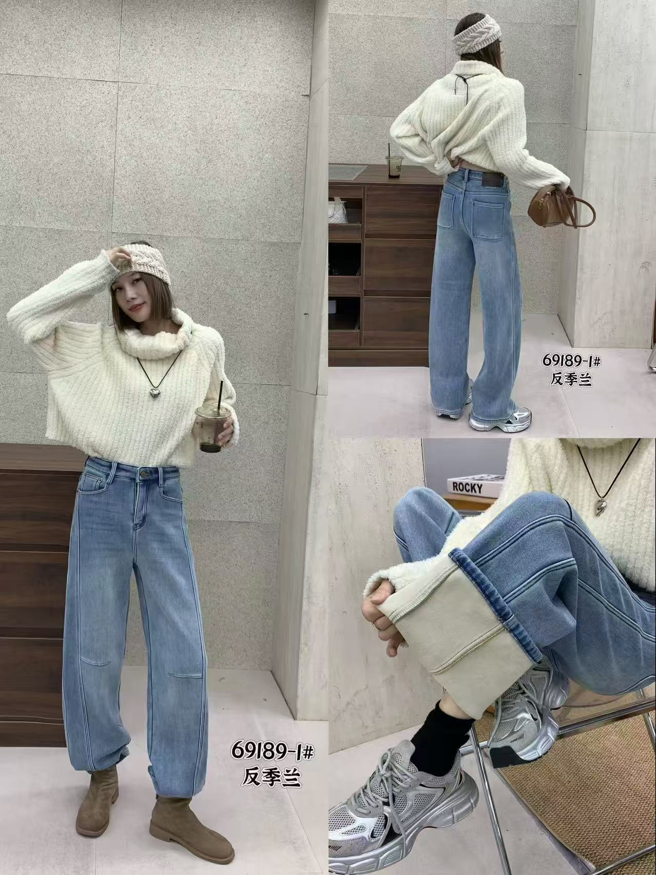 69189-1 女士新款洋气牛仔裤 F85