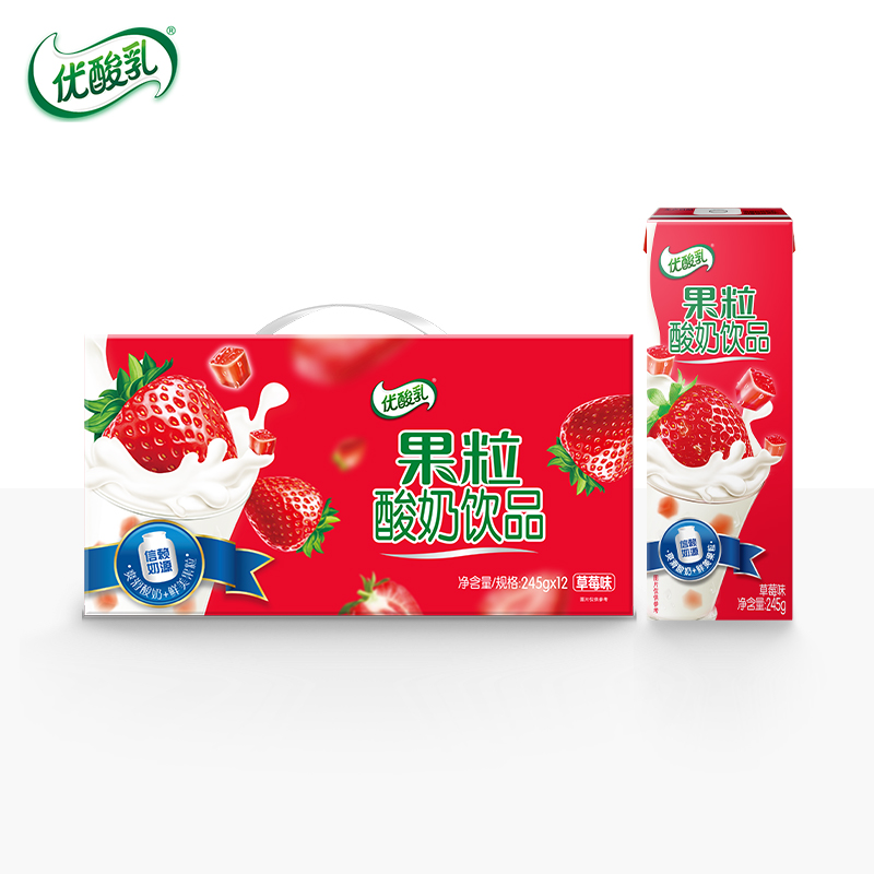 【7月日期】伊利果粒优酸乳（草莓粒）245ml*12盒饮料同城送奶