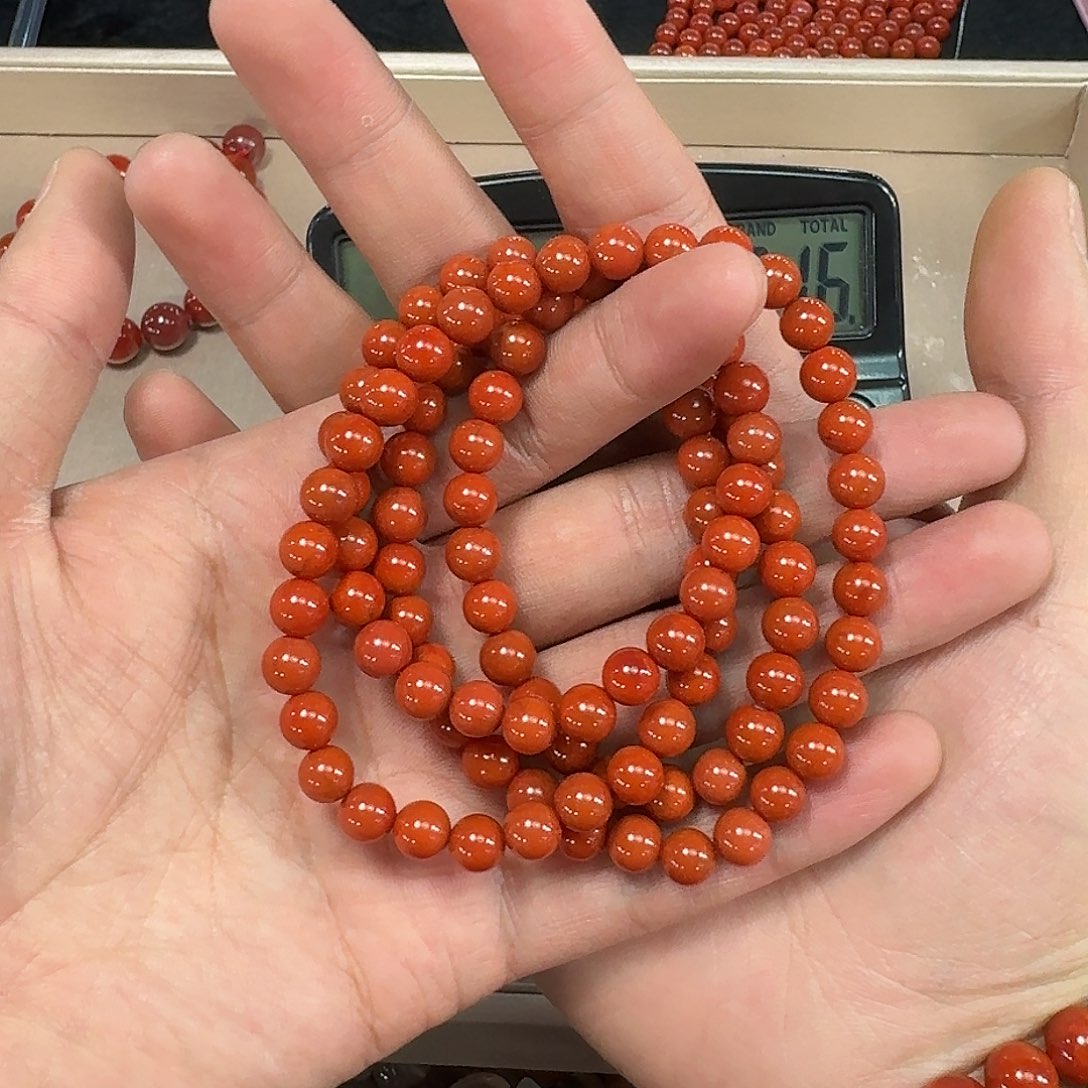 未镶嵌南红玛瑙手链原矿南红项链7mm高品质瓦西柿子红