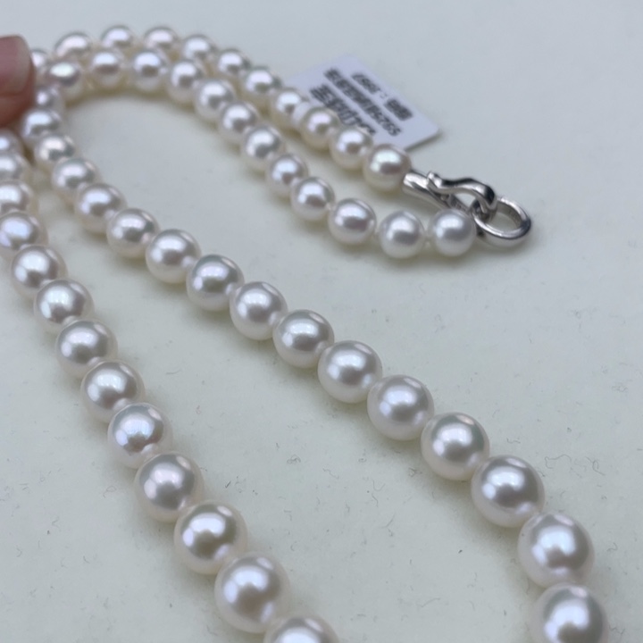 淡水珍珠颈饰银S925镶嵌卡7.5极光白炫彩高品